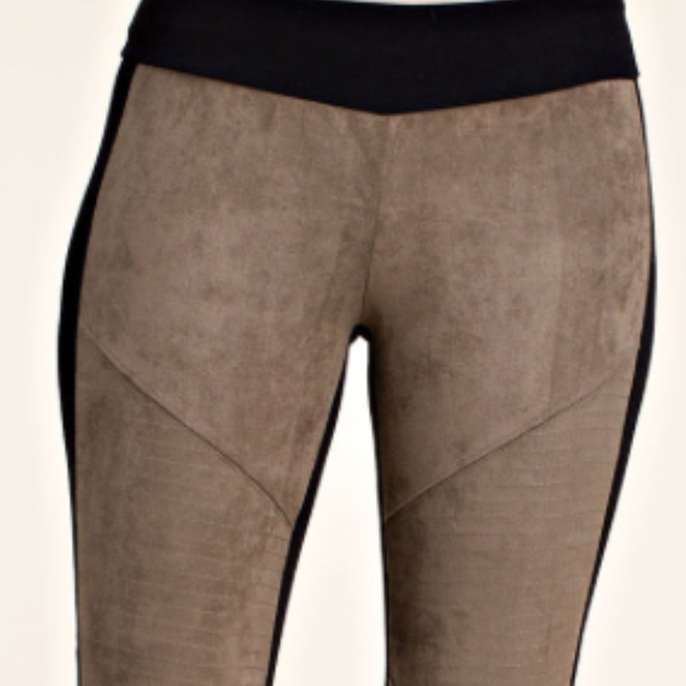 COPY - Vocal moto style leggings faux suede olive & black